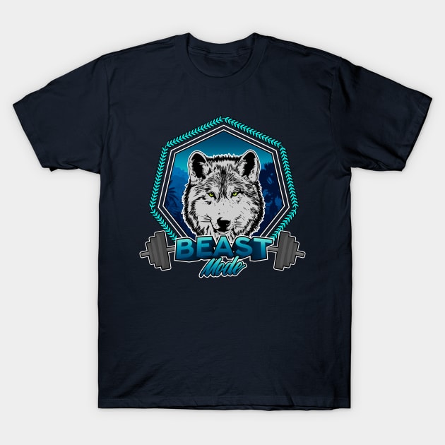 Wolf Illustration, fitness beast mode training T-Shirt by Drumsartco